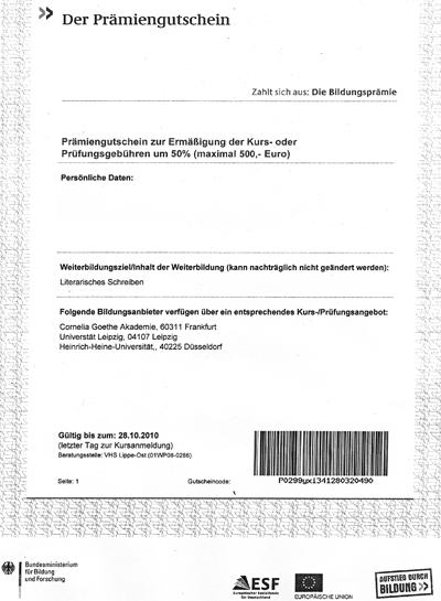 Praemiengutschein